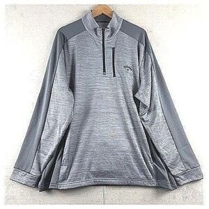 Callaway Mens XXL Gray Heather Quarter Zip Pullover Golf Jacket Mock Neck Logo